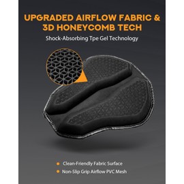 PBYMT Motorcycle Seat Cushion, Large Universal Motorcycle Gel Seat Pad 3D-Honeycomb Structure TPE Shock Absorption and Breathable for Long Rides