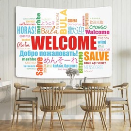 Welcome Tapestry Welcome Words in Different Languages Tapestry Wall Hanging Educational Colorful Tapestries for Bedroom for Classroom Bedroom Dorm Living Room 40 x 28 Inch