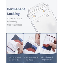 Uniclife Lockable ID Badge Holder for Less Frequently Used Cards Vertical Hard Plastic Case Clear Card Protector Pouch for Passports Access Cards Student IDs Proximity RFID Key Cards, 2 Pack