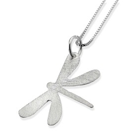 Sterling Silver Dragonfly Silhouette Pendant Necklace