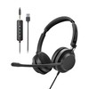 Rownfusny USB Wired Headset with Noise-Cancelling Mic for PC, Laptop,