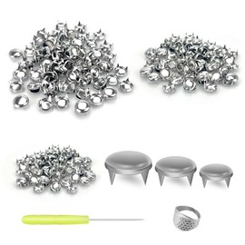 600 Pieces Dome Punk Rivets, 4 Claws Round Stud Punk Rivets, for Leather DIY Craft Projects, Making Bags, Belts, Shoes, Clothing, Jeans (8/10/12 mm, Silver)