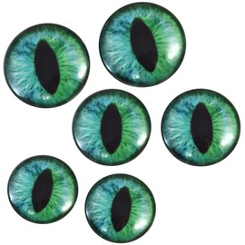 Megan's Beaded Designs Fantasy Cheshire Cat Glass Eyes in Blue and Green 6mm to 40mm Jewelry Cabochons Art Dragon Equine Taxidermy Domed (Small Bundle (10mm, 8mm, 6mm))