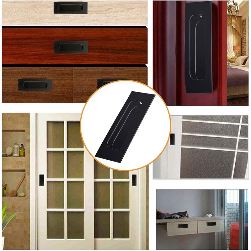 MOROBOR Cabinet Pulls, 4 Pack Black Stainless Steel Rectangular Side