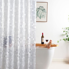 WellColor Shower Curtain Liner, 8G Thick Waterproof Heavy Duty Extra Long Shower Liner, Geometric (Geometric, 69''W x 70''L)