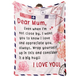 Gowelly Mum Gifts Blanket, Gifts for Mum on Her Birthday, Mum Gifts from Daughter Son, Christmas Day Gifts for Mum, Mummy Gifts, Dear Mum Throw Blanket, 60" * 50