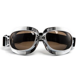 evomosa Vintage Motorcycle Goggles Sports Glasses for Motorcycles (Silver Black Lens)