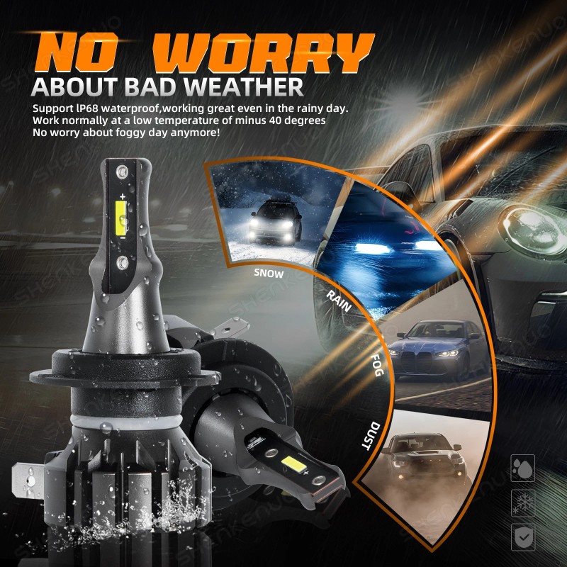 SHENKENUO 4x H7 H11B LED Headlight Bulbs Kit High Low