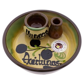 CERÁMICA ESPAÑA Ceramic Bowls | Bowls | Appetizer Bowls | Kitchen Bowls | Decorated Ceramic Olive Bowl - Model M05 | 100% Hand-Decorated | 16 x 16 x 5.5 cm