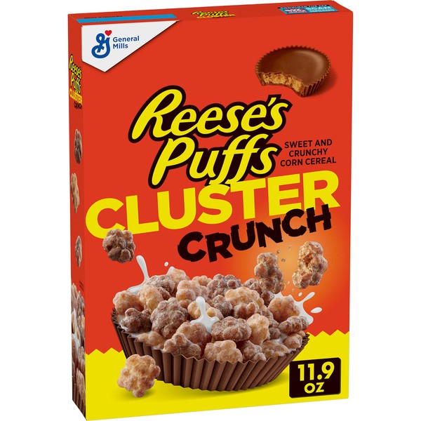 Reese's Puffs - Cereal para desayuno, crujido en racimo, tamaño mediano, 11.9 onzas