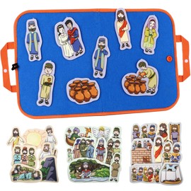 CHEFAN Felt/Flannel Board Story Set of 4,PRECUT Felt Pieces for Preschool Toddlers Circle Time,Bible Story,Jesus Heals A Paralytic,The Transfiguration,Conversion of Cornelius,Turns Water into Wine