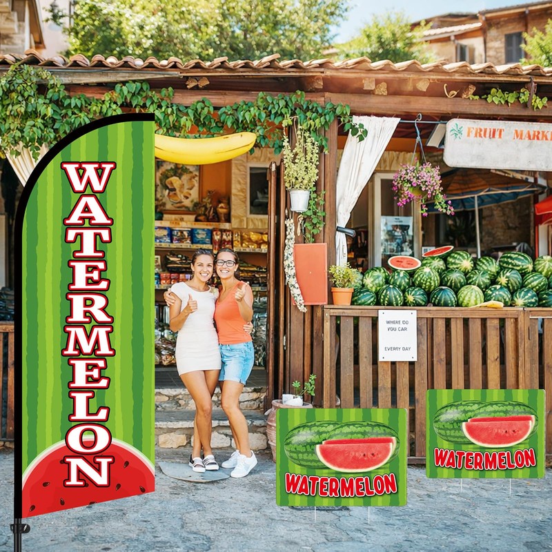 Hillsuren Watermelon Advertising Feather Flag Pole Kit Include 7 ft