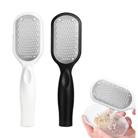 2 Pack Callus Remover Foot Files with Skin Catcher - Fast Dry/Wet Heel Scraper for Cracked Feet, Mess-Free Pedicure Tools, Non-Slip Grip