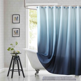 BESTRIPES 90 Inch Fabric Shower Curtain, Extra Long Blue Ombre Shower Curtains for Bathroom, 72" W x 90" H