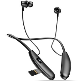 Neckband Headphones Wireless Bluetooth 5.2 with 120Hrs Ultra-Long Playtime, IPX5 Waterproof Sports Earphones, Built-in TF Card Slot & Magnetic Control for Running/Gym, Hi-Fi Bass Neck Band Earphones