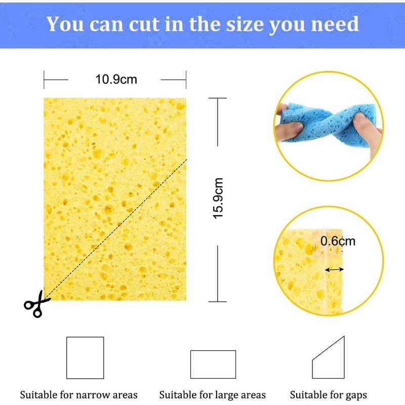 12 Pieces Cellulose Sponge Wipes Cleaning Scrub Washing Non-Scratch Sponge