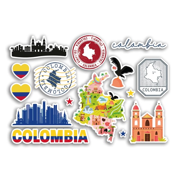 A5 Sticker Sheet Colombia Vinyl Stickers - Landmarks Culture Map