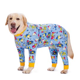 BT Bear Large Dog Onesie, Pajamas PJS Jumpsuit Protects Joints - Blue, XXL