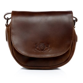 SID & VAIN kleine Umhängetasche echt Leder - Crossbody Bag Brighton - Schultertasche Damentasche mit Schultergurt - Ledertasche Damen braun handgefertigt