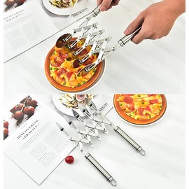 Dadamong 5 Wheel Pastry Cutter with Handle, Stainless Steel Adjustable Pizza Slicer Multi-Round Dough Cutter Roller, Fondant Ribbon Cutter, Pasta Maker, Noodle Cutter, Ravioli Cutter Wheel