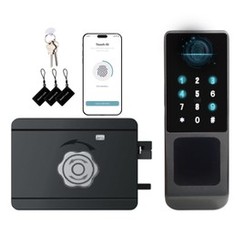 Smart Rim Door Lock with Keypad & Doorbell – 5-in-1 Keyless Entry (Fingerprint, Password, IC Card, Backup Key | WiFi Tuya App Control | Auto-Lock, Alexa Compatible, Waterproof, Easy Install