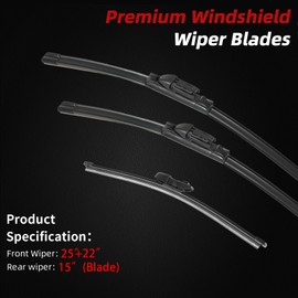 OTUAYAUTO Windshield Wiper Blades - Replacement for Volkswagen Vw Tiguan 2018-2022, Front and Rear Wipers Set, Top Lock - 25"+22"+15" (Pack of 3)