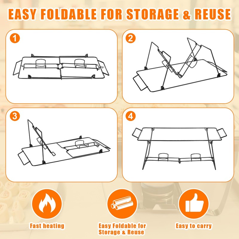 Geosar 32 Pack Wire Buffet Rack Stand Folding Chafing Stand