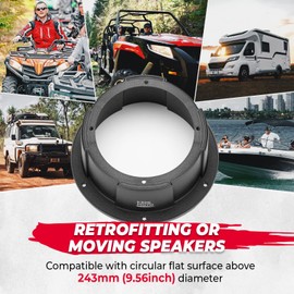 KEMIMOTO 6.5 Inch Speaker Pod, 1PCS Universal Speaker Enclosure for 6.5" Speakers Angled Boxes Compatible with UTV RV Car Boat Trailer Trunk - 9.56 Inch Surface Mount (Black)