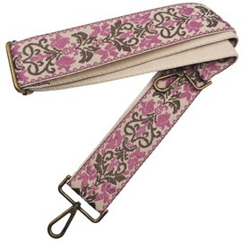 CXTAI 2inch Wide Flower Replacement Handbags Straps for Women Lady Girls Crossbody Purse Canvas Bag Strap (Beige/Pink/Brown)