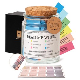 Yongvin Inspirational Bible Verse Jar with Bonus Bible Index Tabs, Read Me When Bible Verses for Spiritual Encouragement, Hopeful, Perfect Christian & Love Gift for Women and Men