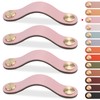 LEREATI 4 Pack Leather Drawer Pulls Pink Cabinet Handles 5