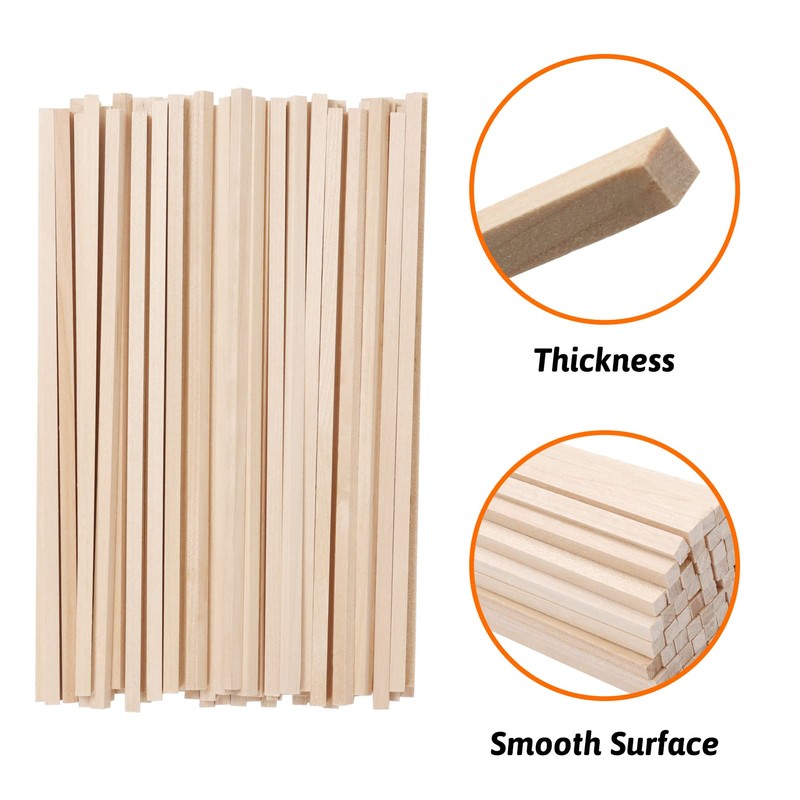 DOITEM 42 Pieces Square Natural Wood Hardwood Sticks for Crafts