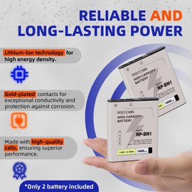 iROCCMIN 2-Pack NP-BN1 Battery,1600mAh for Sony NP-BN1 NPBN1 BC-CSN and Cyber-Shot DSC-QX10 QX30 QX100 DSC-TF1 DSC-TX10 TX20 TX30 DSC-W530 DSC-W570 DSC-W650 DSC-W800 DSC-W830 (NP-BN1)