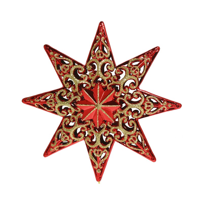 WeRChristmas Shatterproof Deluxe Christmas Star Tree Topper with Glitter, 21