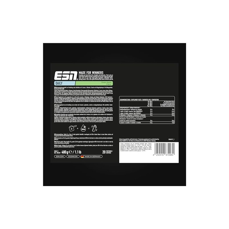 ESN Daily, Green Apple, 480 g, 1.1 lbs, 20 Servings