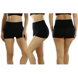 ToBeInStyle Women’s Pack of 4 Compression High Rise Boyshort Layering Control Underwear - Black and Beige