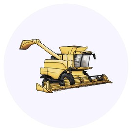 24 x 40mm Round 'Combine Harvester' Stickers (SK00066431)