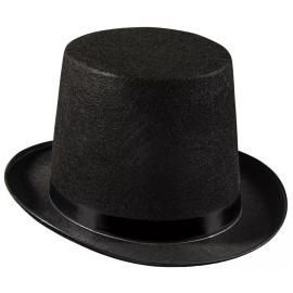 Dress Up America Top Hat For Adults - Black Felt Magician Hat With Trimming - Kids, Black