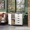 DEVAISE 5-Drawer Wood Dresser Chest with Door, Mobile Storage Cabinet,