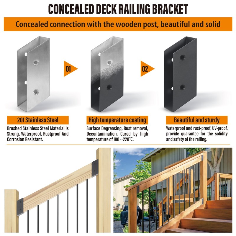 WOCEPU 27.5°Stair Angle Stainless Steel Deck Railing Brackets Connectors for