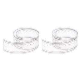 sourcing map Pack of 2 Flexible Films Ruler 50 cm 0.1 mm Scale with R Angle & Wide Lines PET Plastic Folding Straight Ruler Calibration Soft Measuring Tool for Factory Transparent