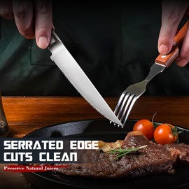 DRAGON RIOT Steak Knives Set of 8 Serrated Edge Steak Knife Set Japanese Stainless Steel Dinner Knife Diswasher Safe