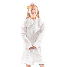 Children's Laboratory Coat, White, Laboratory Coat, 100% Cotton, Comfortable & Durable, Ideal as Laboratory Coat, Chemistry, Unisex, Size 10, 12, 14, 16 Years, White