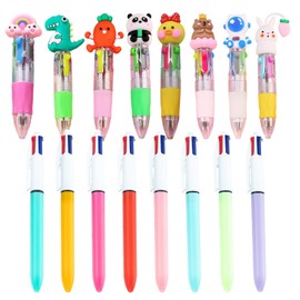 GMHLLES 16 Pack 4 Colour Pen 4-in-1 Cartoon Multicolor Ballpoint Pen 10CM (1.0mm,0.7mm) for Office School Supplies Students Children Gift