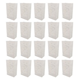 20pcs Tea Light Candle Bag Flame Retardant Reusable Heart Shape Design Paper Lantern Bag for Wedding Party