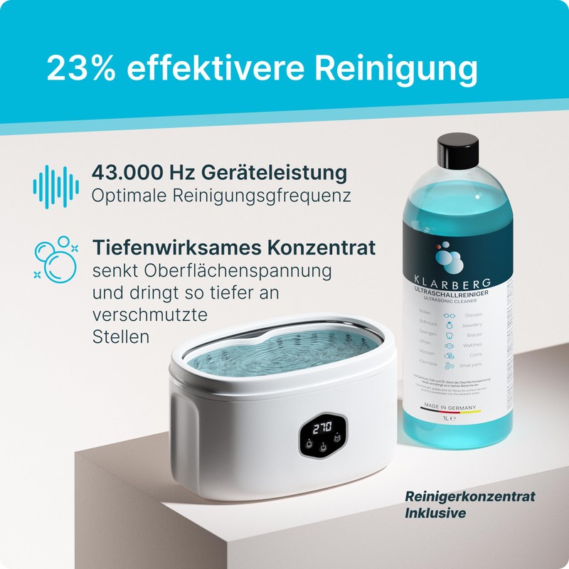 KLARBERG Ultrasonic Cleaning Device Glasses 600 ml + Ultrasonic Cleaner