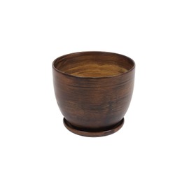 Ceramic Pot Planter Hand Painted Diameter 130 mm Brown Ceramic with Saucer Water Drain Hole