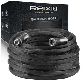 Non-Expanding Garden Hose 50FT – Flexible, Burst-Resistant, Anti-Kink, Lightweight & Durable for Outdoor Use(Black)
