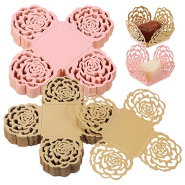 Gadpiparty 100Pcs Truffle Wrappers Chocolate Wrappers Flower Truffle Wrappers Paper Mini Baking Cups Paper Liners Chocolate Candy Packing Separating Trays for Shower Wedding Party Favors