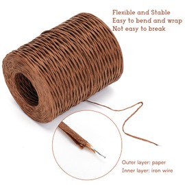 KINGLAKE Floral Wire Vine Wire Bind Wire, Paper Covered Bind Wire, 656 Feet Rustic Wrapping Wire, 2mm Brown Wire for Crafts, Flower Bouquets Crown, DIY Projects, Wedding, Christmas Wreaths